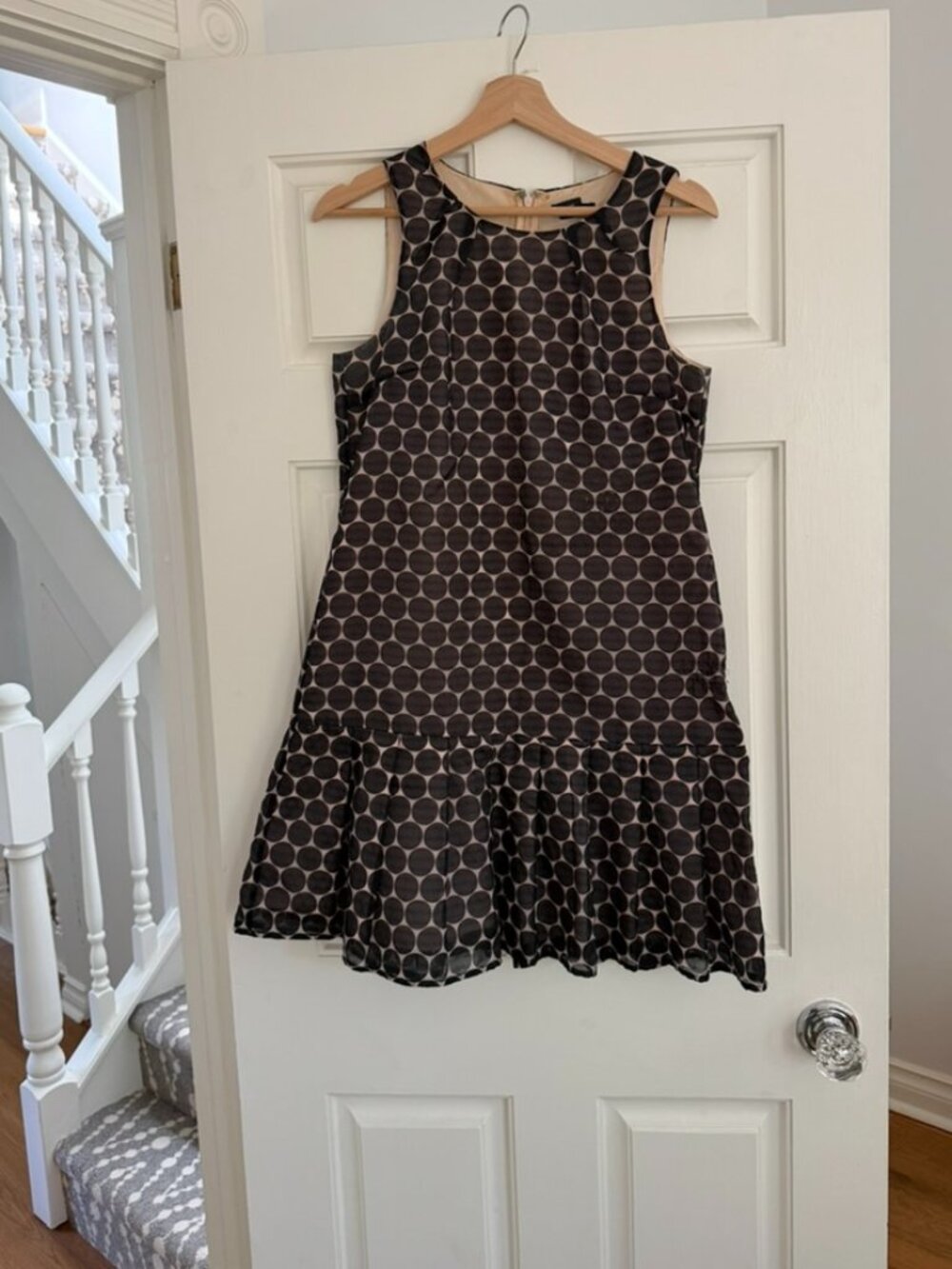Club Monaco Navy with Pink Polka-Dots Drop-Waist Dress
